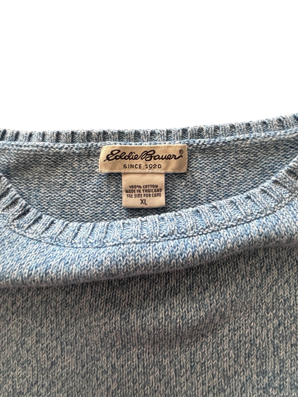 Eddie Bauer Blue 100% Cotton Sleeveless Knit Sweater Vest XL